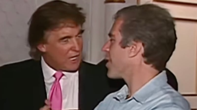 Donald Trump and Jeffrey Epstein at a Mar-a-Lago party in 1992.