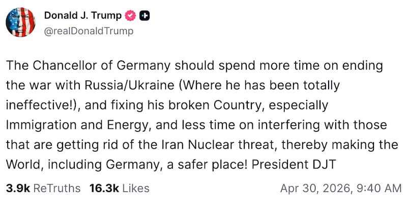 Donald Trump on Truth Social