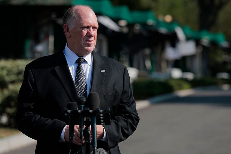 White House Border czar Tom Homan speaks to reporters near the White House on July 30, 2025 in Washington, DC. Homan spoke on the demographic of immigrants arrested and deported by Immigration and Customs Enforcement (ICE) and what percentage of them are criminal. (Photo by Anna Moneymaker/Getty Images)