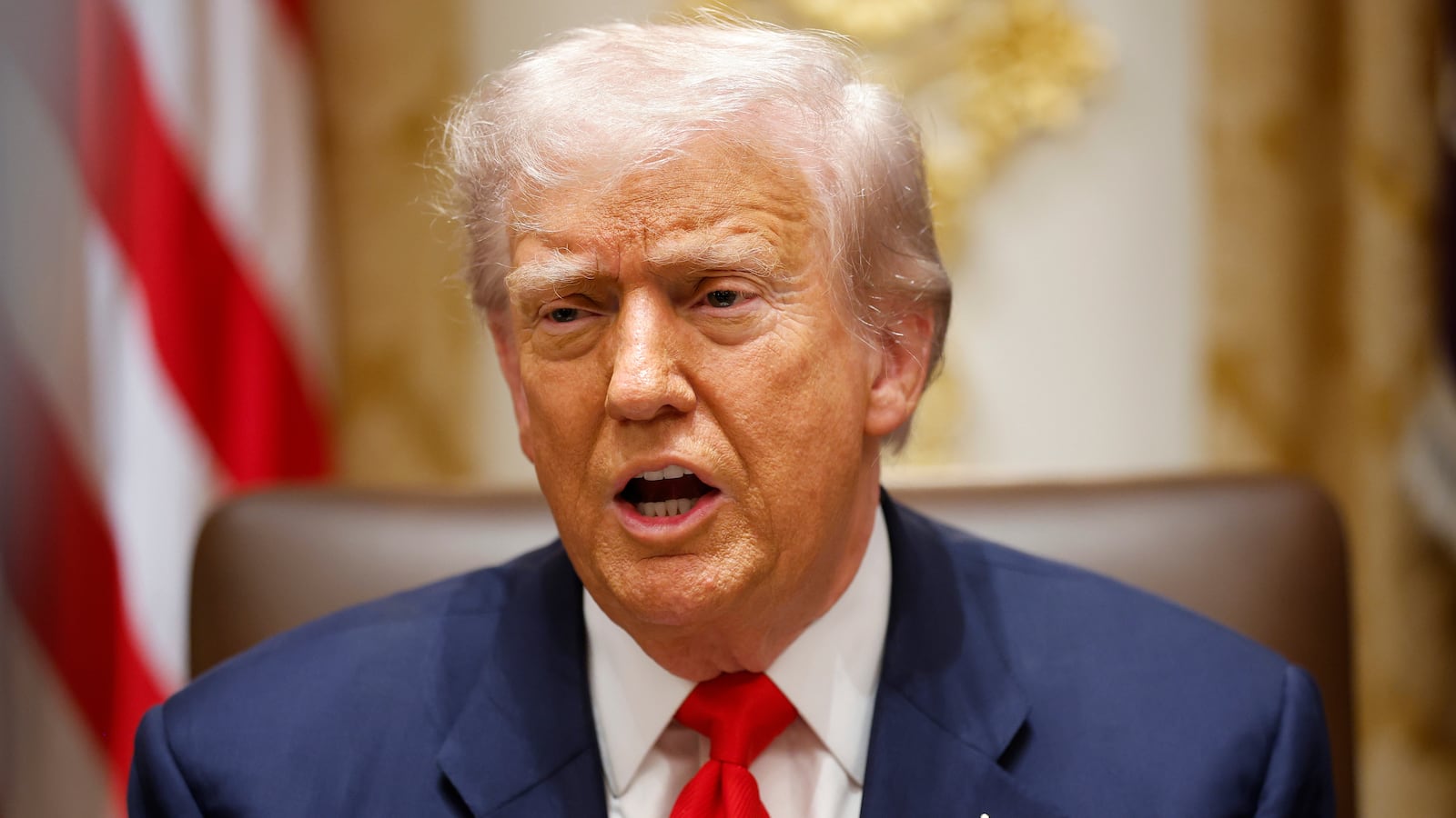 WASHINGTON, DC - OCTOBER 14: U.S. President Donald Trump speaks during a meeting with President of Argentina Javier Milei in the Cabinet Room at the White House on October 14, 2025 in Washington, DC. Trump is hosting Milei for a working lunch days after the U.S. Treasury finalized a $20 billion currency swap framework with Argentina in an effort to help stabilize its economy. (Photo by Kevin Dietsch/Getty Images)