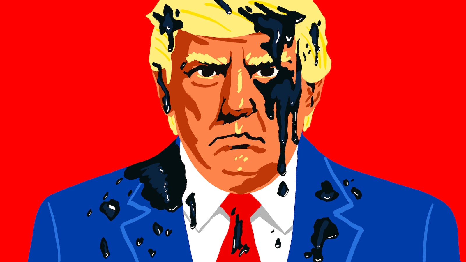 Donald Trump, oil covered illustration