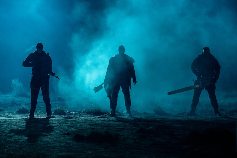 (L-R) Keil Zepernick, Alex Pereira, and Steven Shelby Kekoa in Onslaught.