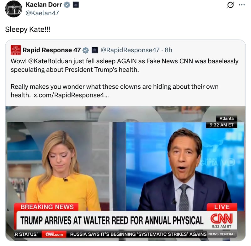 White House employee Kaelan Dorr trolls a CNN reporter.