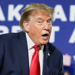 Donald Trump speaks during a campaign rally