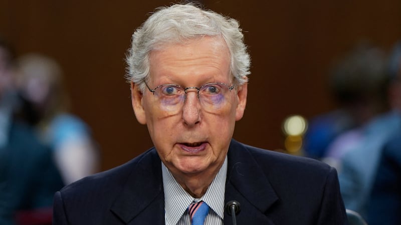 U.S. Senator Mitch McConnell (R-KY) speaks on behalf of one of U.S. President Donald Trump's judicial nominees during a Senate Judiciary Committee confirmation hearing on Capitol Hill in Washington, D.C., U.S., July 30, 2025. REUTERS/Elizabeth Frantz