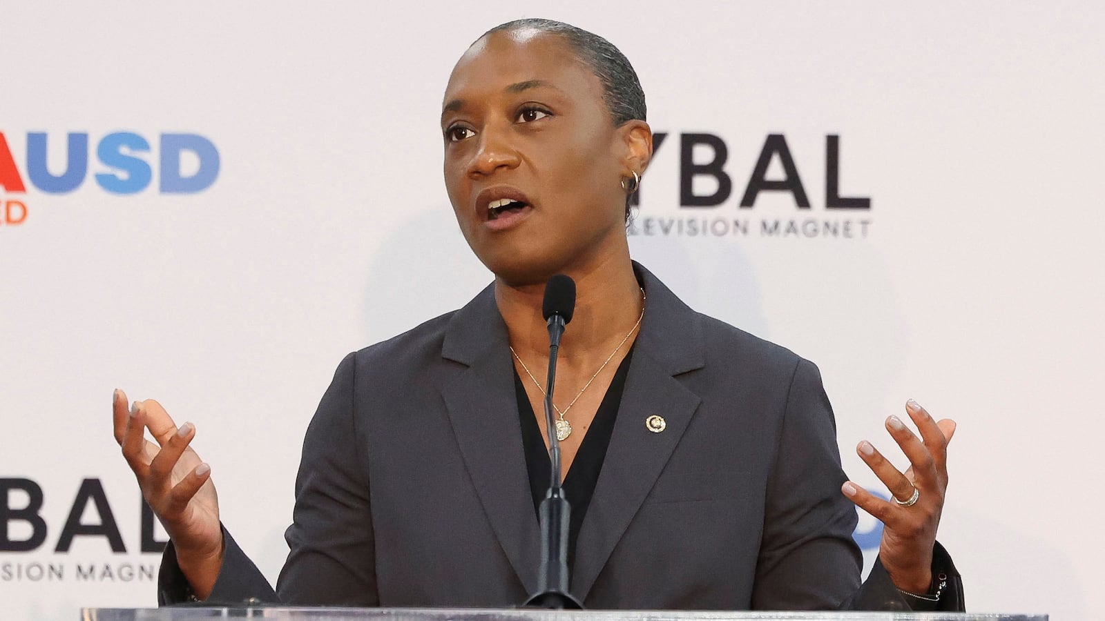 Laphonza Butler (D-CA) attends an event for the second year of the Roybal School of Film and Television Production Magnet