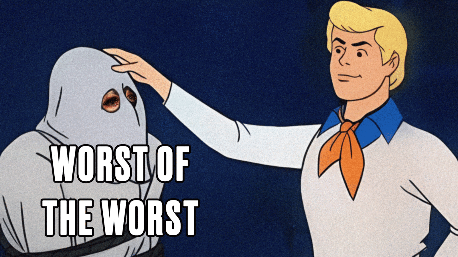 An animated GIF of the Scooby Doo unmasking meme with Kristi Noem.