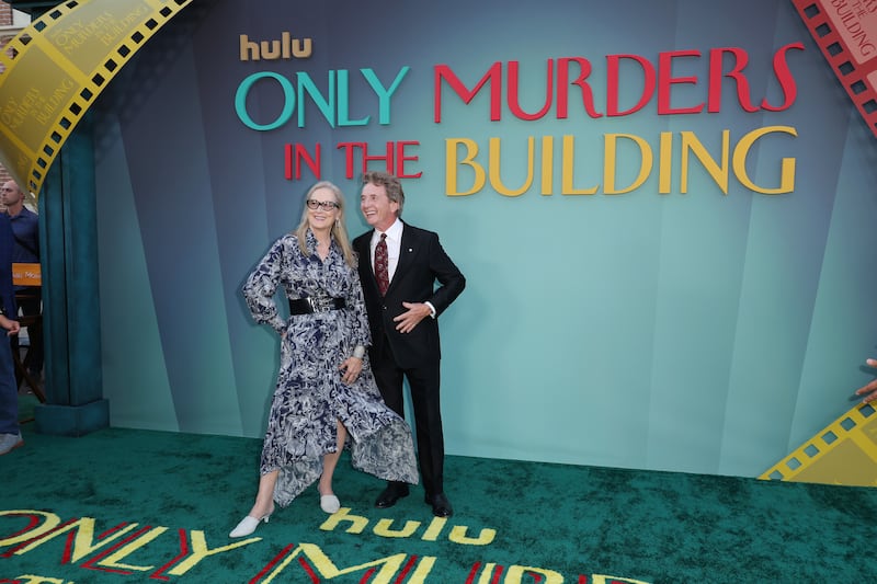 Meryl Streep and Martin Short attend the premiere of the fourth season of Hulu's "Only Murders In The Building" at Paramount Studios on August 22, 2024 in Los Angeles, California.