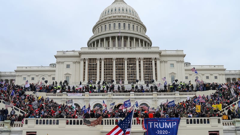 President Donald Trumps supporters gather outside the Capitol building in Washington D.C., United States on January 06, 2021.