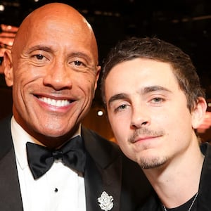 Dwayne Johnson and Timothée Chalamet attend the 83rd Annual Golden Globe Awards
