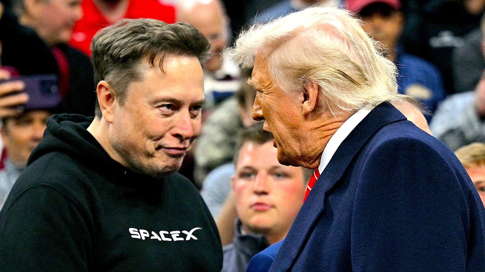Tesla and SPaceX CEO Elon Musk and US President Donald Trump shake hands
