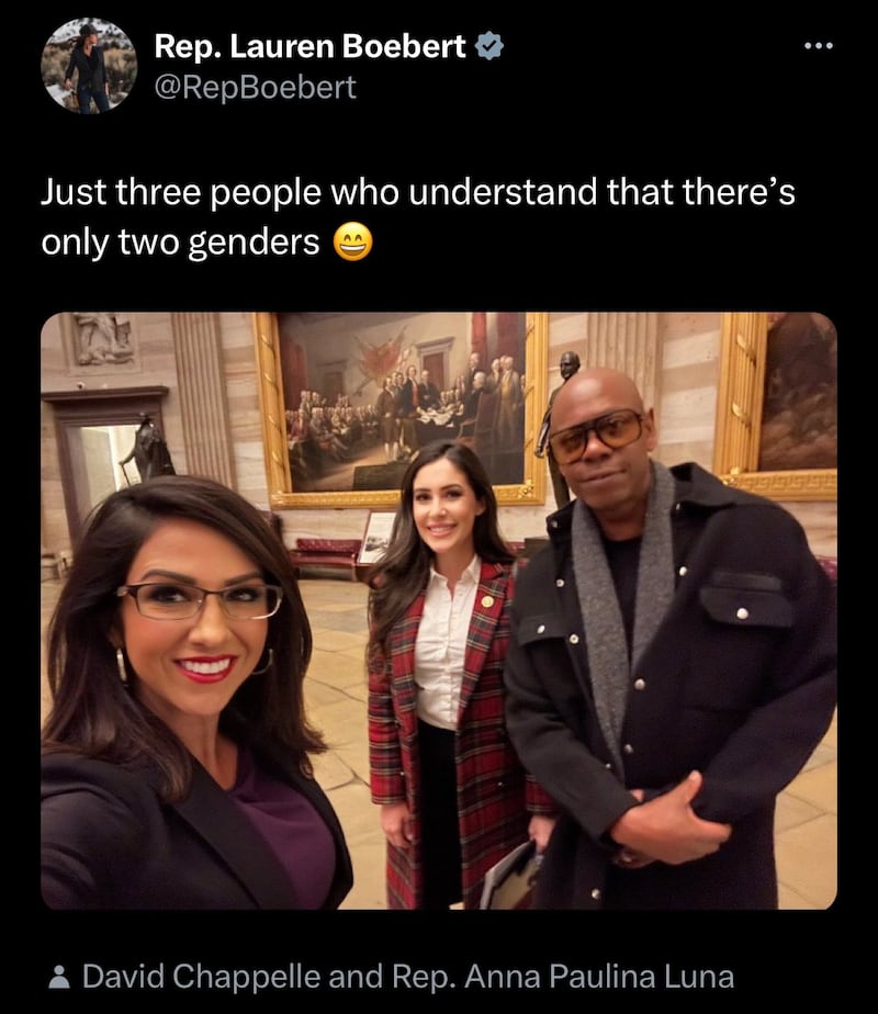 Lauren Boebert's tweet with Dave Chappelle