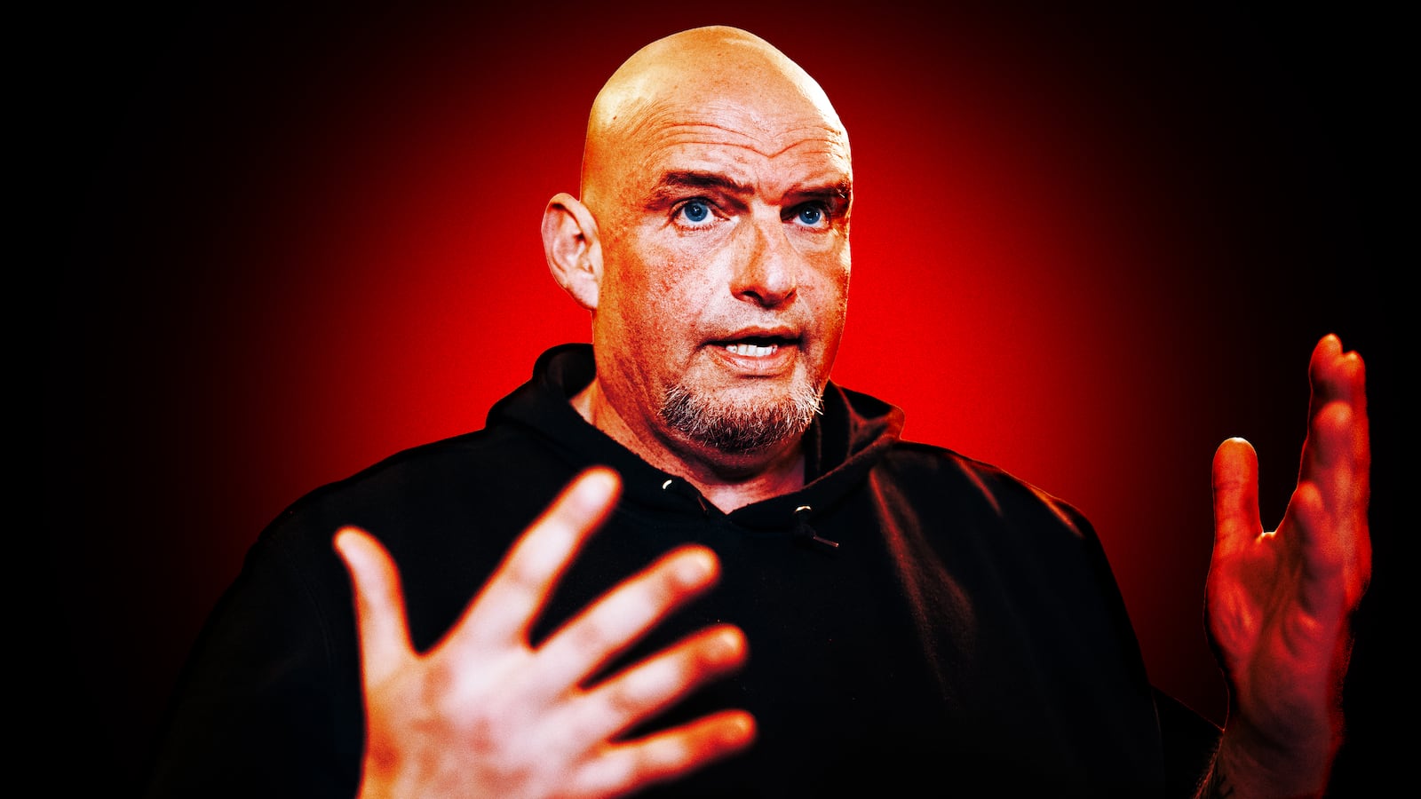 A photo illustration of Sen. John Fetterman.