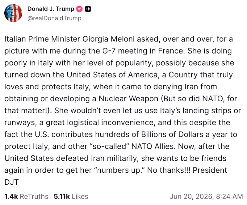 Donald Trump on Truth Social