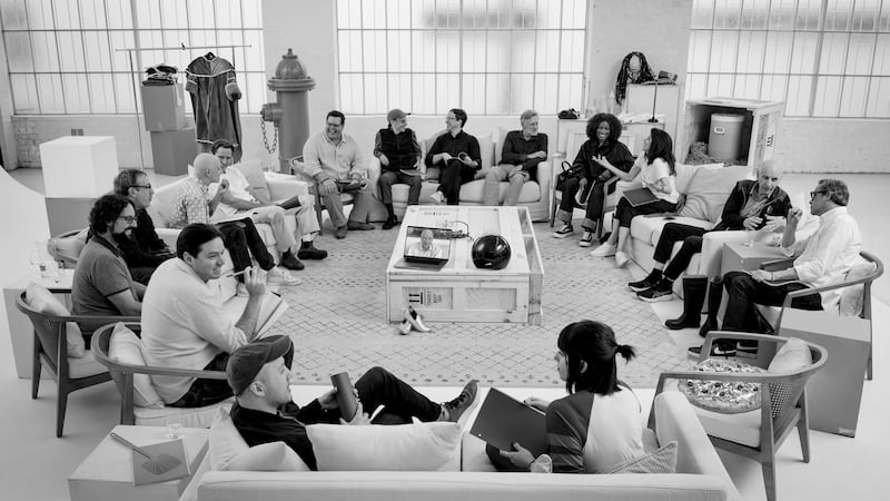 Amazon shared an image of the director, cast, producers, and writers of the new “Spaceballs” flick at a table read.