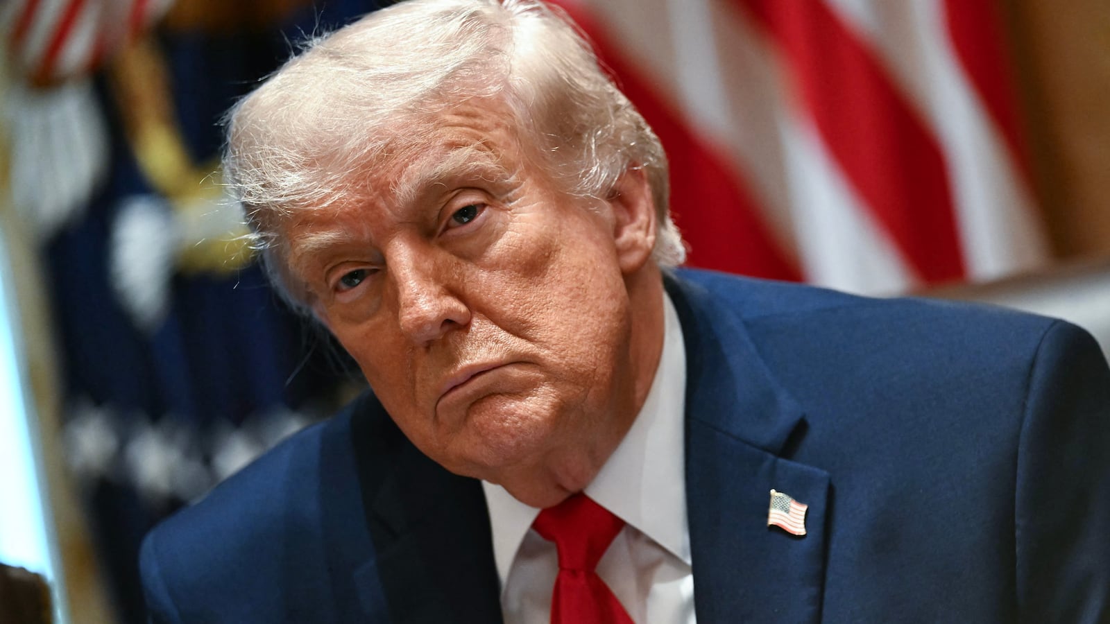 US President Donald Trump looks on during a cabinet meeting in the Cabinet Room of the White House in Washington, DC, on May 27, 2026. (Photo by Kent NISHIMURA / AFP via Getty Images)