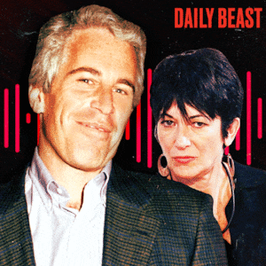 An animated gif of Jeffrey Epstein and Ghislaine Maxwell with soundwaves.