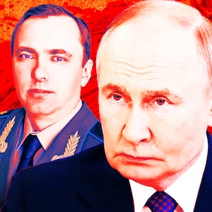 A photo illustration of Colonel-General Yuri (Yuriy) Sadovenko and Putin.