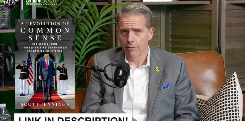 Scott Jennins promoting his book on The Officer Tatum Podcast.