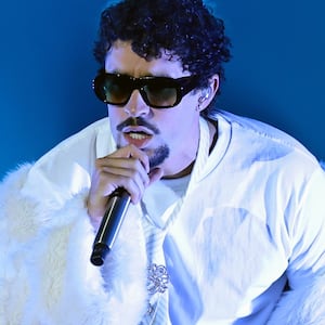 Bad Bunny performs onstage.