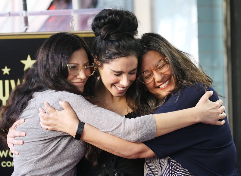Laura Silverman, Sarah Silverman and Susan Silverman attend the ceremony honoring Sarah Silverman with a Star on The Hollywood Walk of Fame 2018