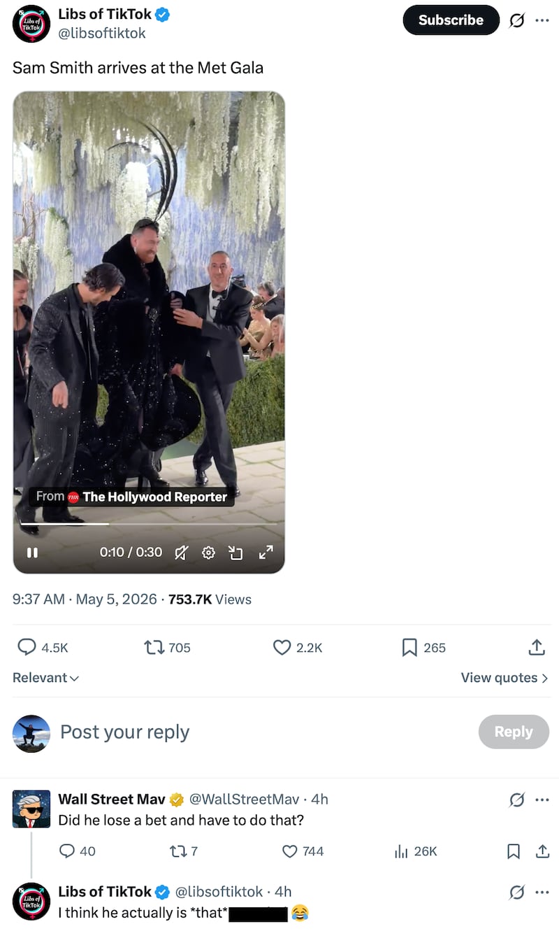 Libs of TikTok drop a slur word on X.