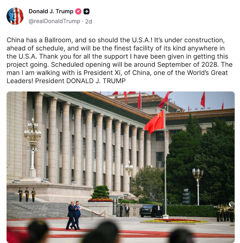Trump posts on Truth Social about his ballroom