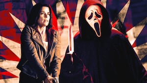 Neve Campbell and Ghostface in Scream 7.