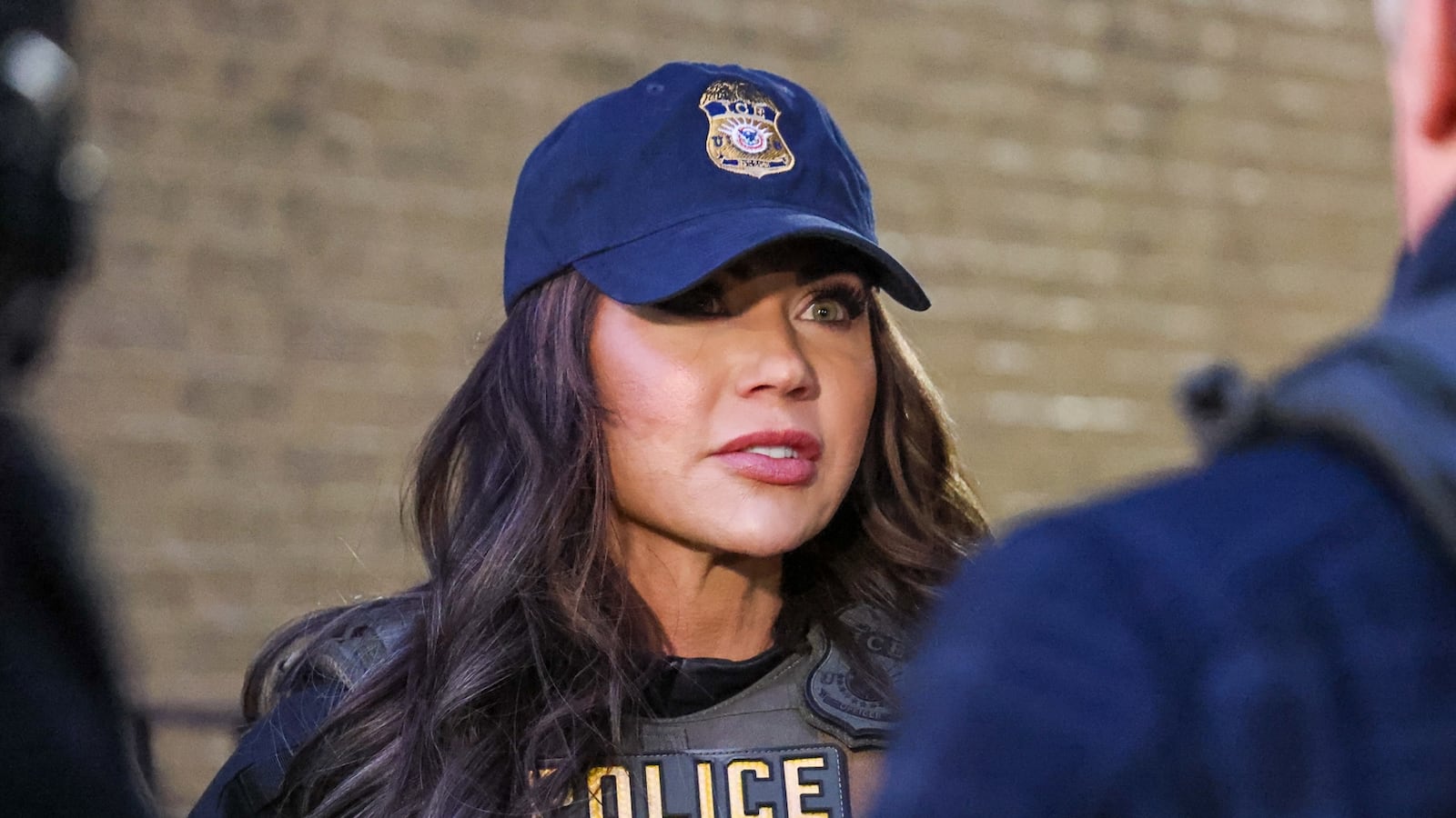 NEW YORK CITY - JANUARY 28: In this handout photo provided by U.S. Immigration and Customs Enforcement, the New York City Fugitive Operations Team, joined by DHS Secretary Kristi Noem, conducted targeted enforcement operations resulting in the arrest of an illegal Dominican national on January 28, 2025 in New York City. (Photo by U.S. Immigration and Customs Enforcement via Getty Images)