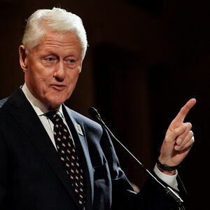 Former U.S. President Bill Clinton addresses attendees inside First Church, on the day of a ceremony to mark the 30th anniversary of the bombing of the Alfred P. Murrah Federal Building in Oklahoma City, Oklahoma, U.S., April 19, 2025. REUTERS/Nick Oxford