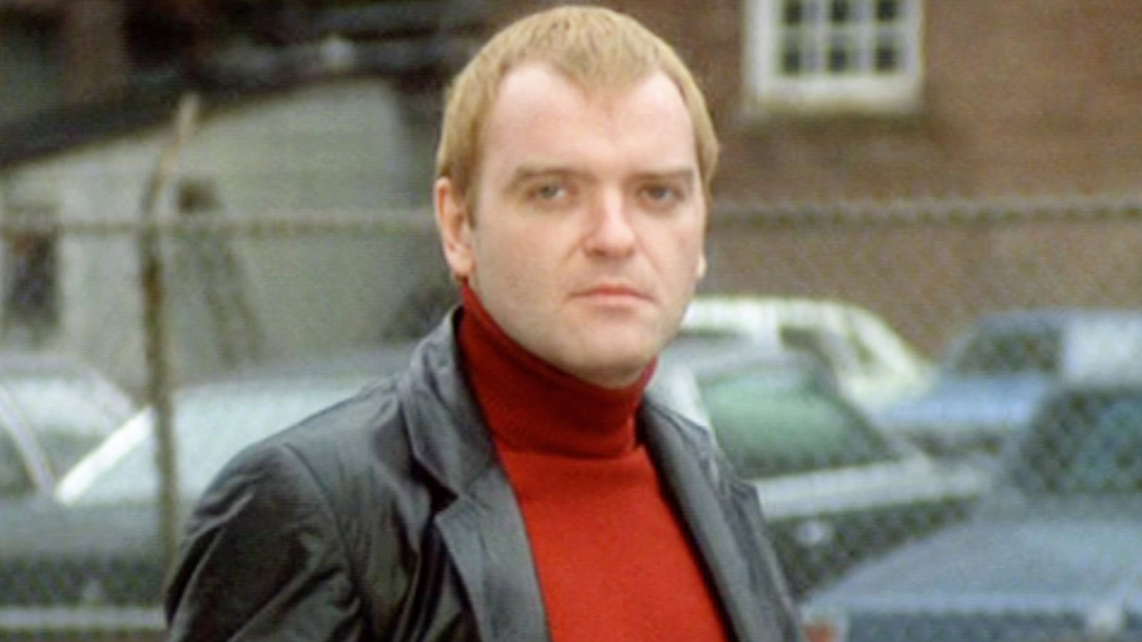 The movie Atlantic City, directed by Louis Malle. Seen here, Angus MacInnes (as Vinnie, a thug). Theatrical release in France, September 3, 1980. Screen capture. A Paramount Picture.