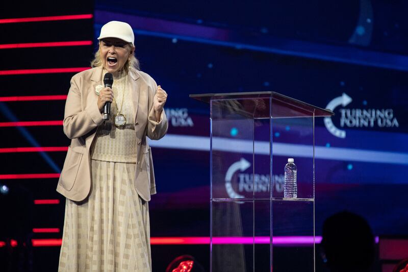 Roseanne Barr at Turning Point USA's AmericaFest 2023 in Phoenix, Arizona.