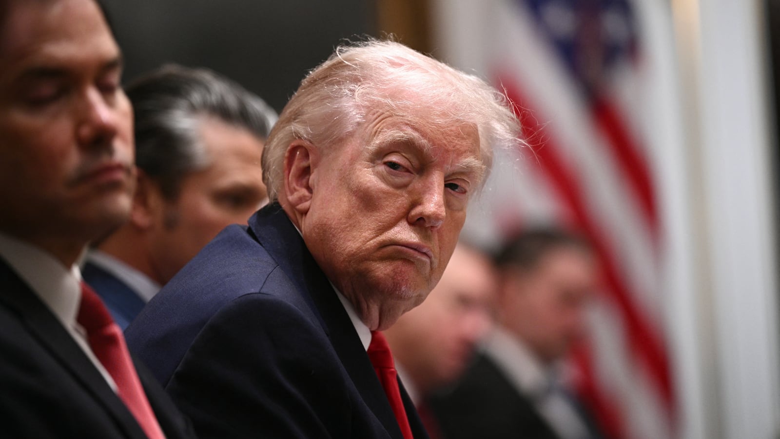 President Donald Trump insisted on Thursday that he was not sleeping in his previous Cabinet meetings when he had his eyes closed, but said he shut his eyes because the meetings were "pretty boring."