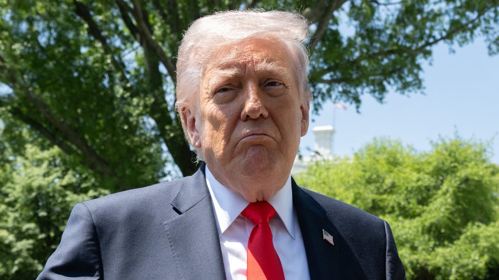 US President Donald Trump speaks with the media prior to departing from the South Lawn of the White House in Washington, DC, May 1, 2026. Trump is going to Florida to speak at an event at The Villages and to attend the Forum Club of the Palm Beaches dinner. (Photo by SAUL LOEB / AFP via Getty Images)