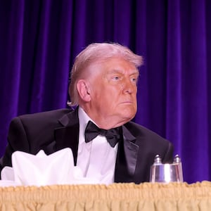 President Donald Trump and Weijia Jiang attend as Mentalist Oz Pearlman hosts The White House Correspondents Dinner at Washington Hilton on April 25, 2026 in Washington, DC.