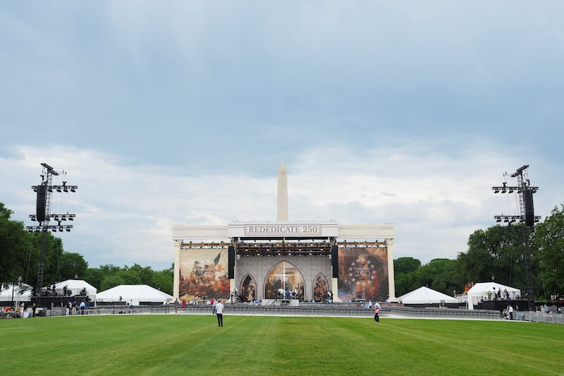The stage for Rededicate 250: A National Jubilee of Prayer, Praise & Thanksgiving at the National Mall in Washington, D.C., U.S.