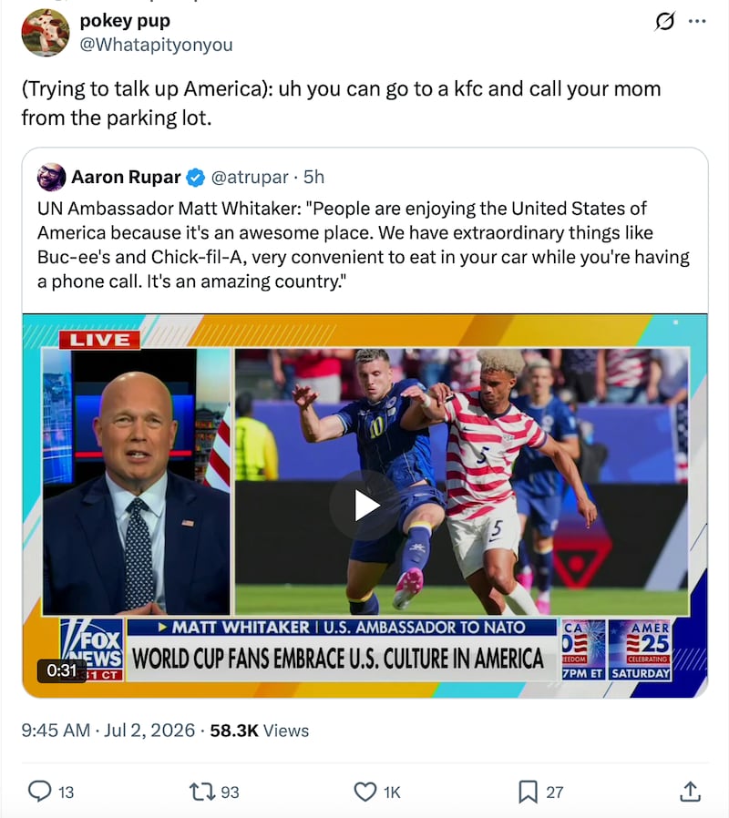 Whitaker was mocked for his comments on Fox News.