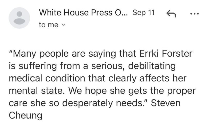 Request for comment correspondences between The Daily Beast and the Trump administration.