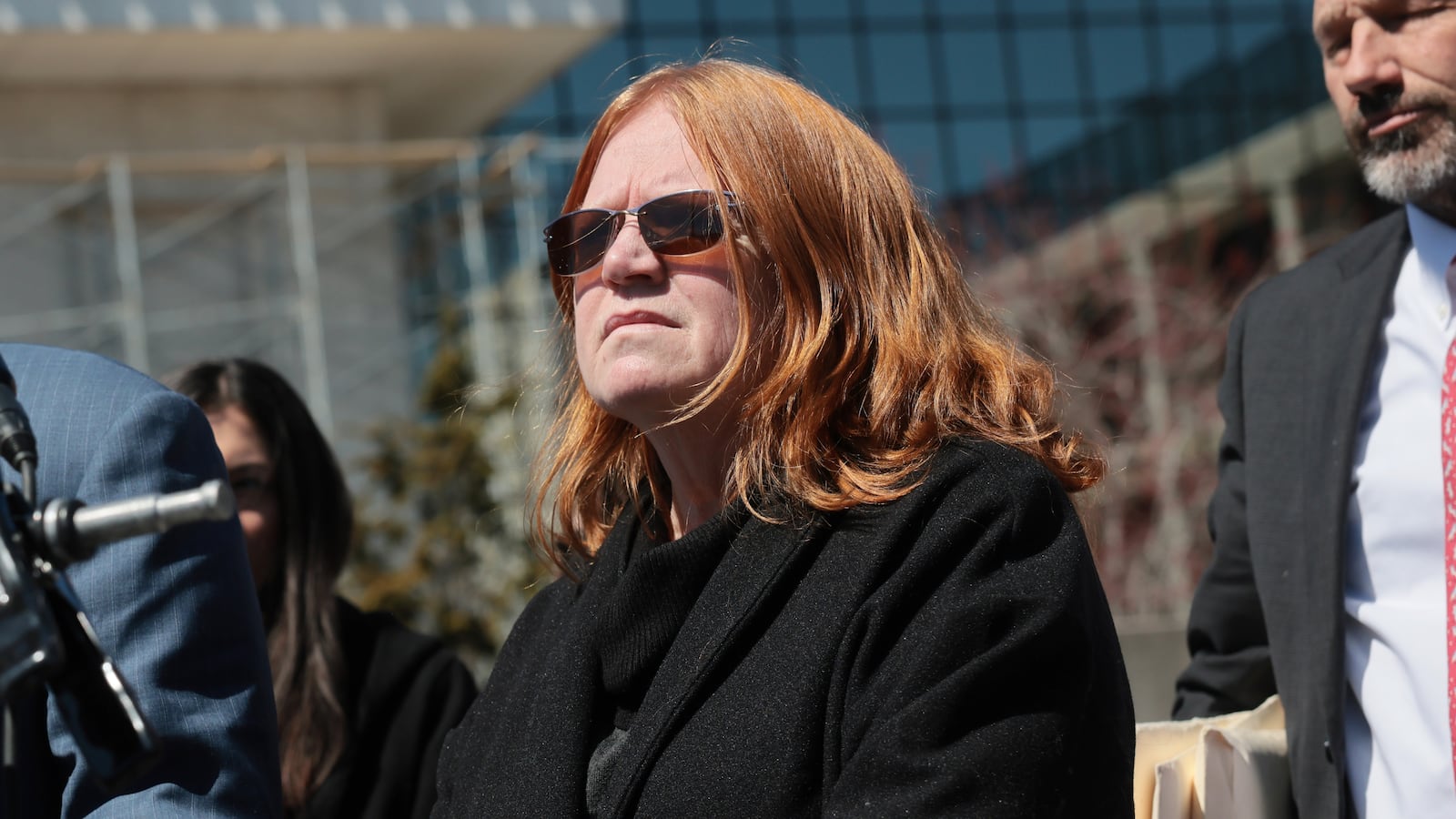 : Asa Ellerup, the ex-wife of convicted Gilgo Beach serial killer Rex Heuermann, prepares to speak to the media outside of a Suffolk County courthouse on April 08, 2026, in Riverhead, New York. In a major reversal, Rex Heuermann, the 62-year-old man accused of being the Gilgo Beach serial killer, pleaded guilty to up to eight murders in an appearance in a Riverhead court on Wednesday.