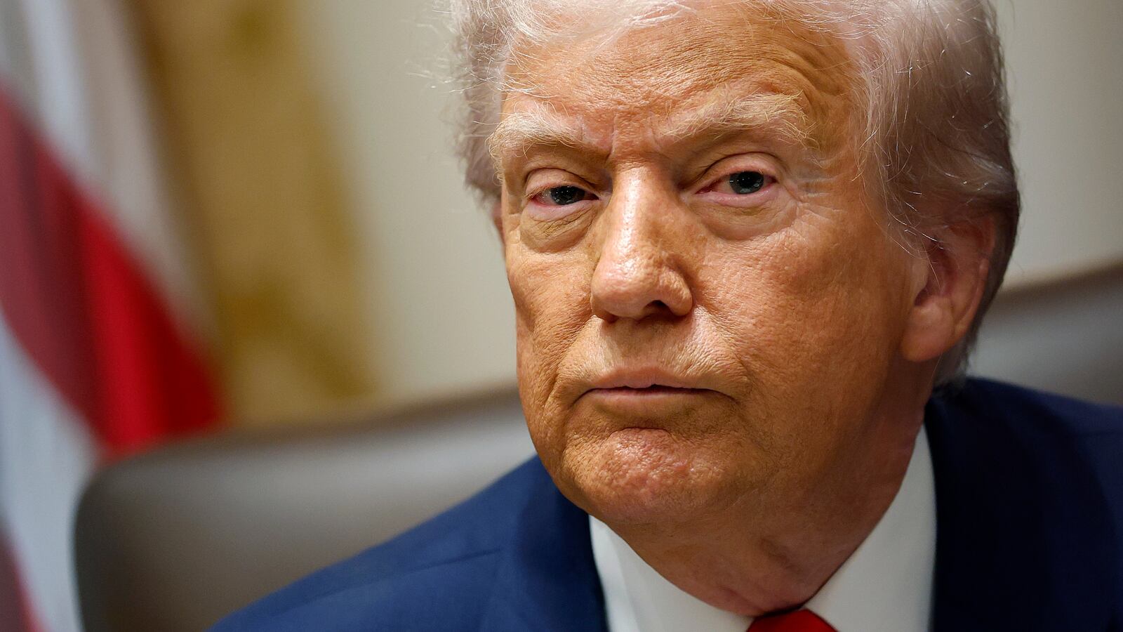 President Donald Trump speaks in the Cabinet Room at the White House on October 14, 2025 in Washington, DC.