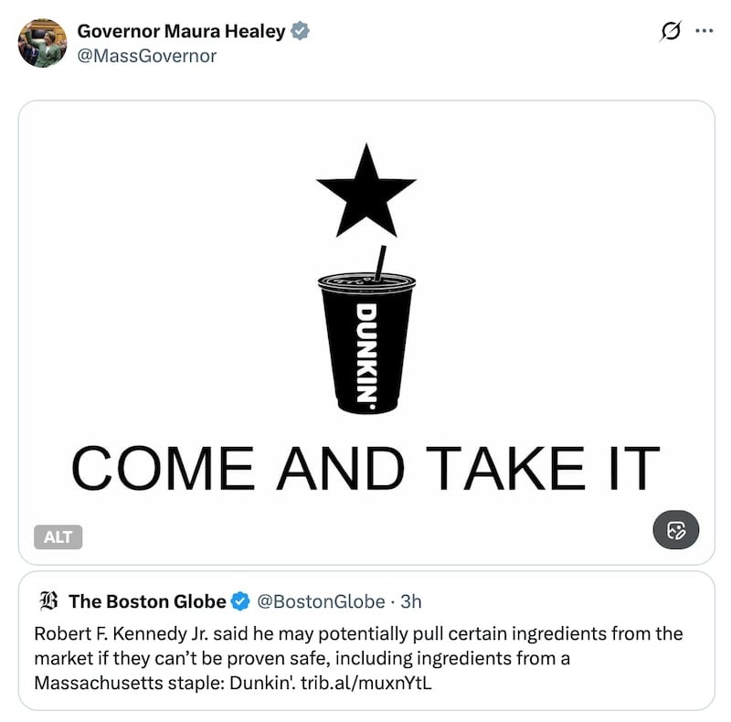 Massachusetts Gov. Maura Healey did not take kindly to Robert F. Kennedy’s threats against Dunkin’ iced coffee.