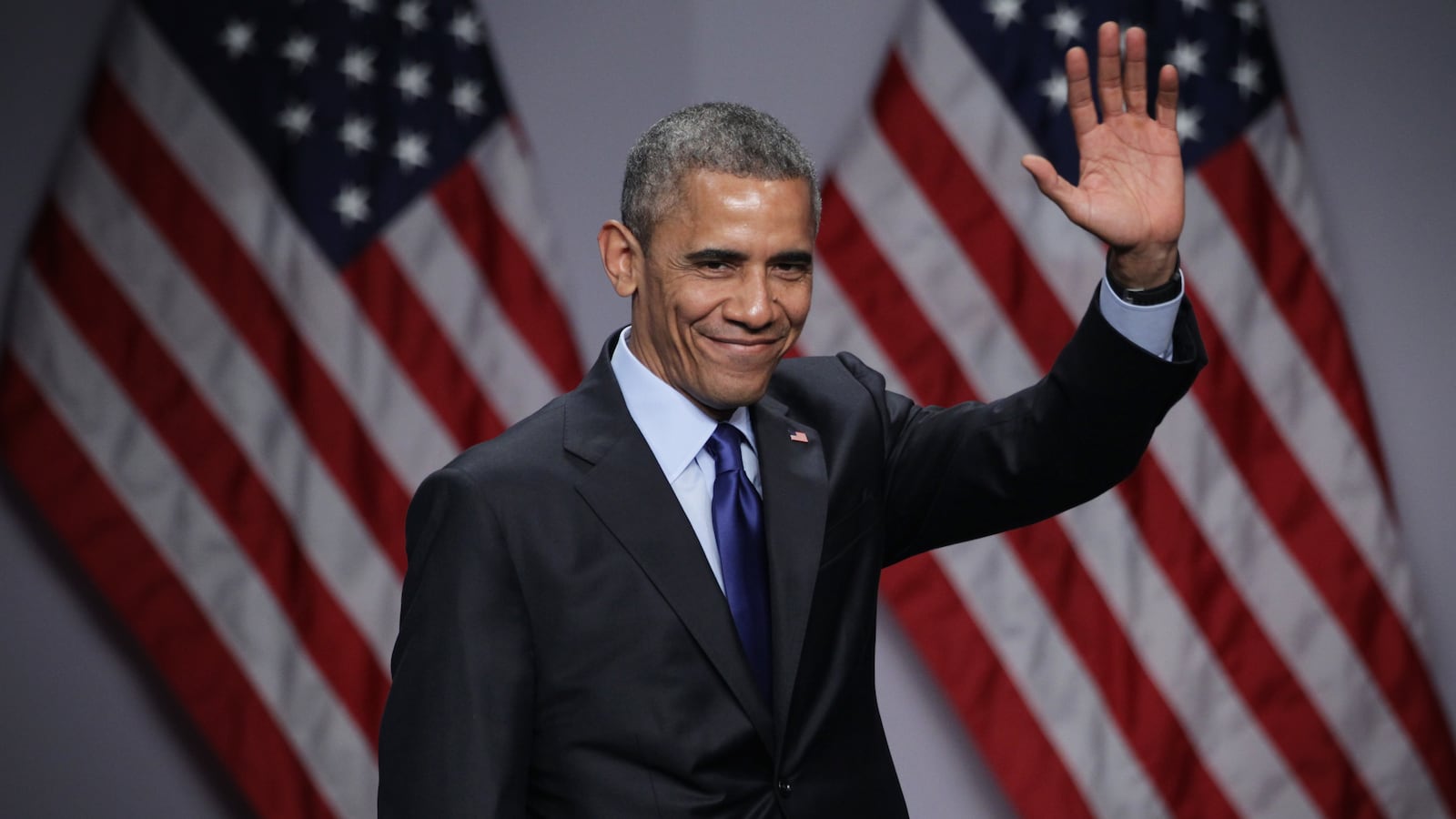 Barak Obama after a speech at a 2015 summit.