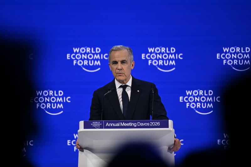 Canadian Prime Minister Mark Carney delivers a speech at the World Economic Forum Annual Meeting.