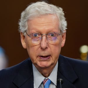 U.S. Senator Mitch McConnell (R-KY) speaks on behalf of one of U.S. President Donald Trump's judicial nominees during a Senate Judiciary Committee confirmation hearing on Capitol Hill in Washington, D.C., U.S., July 30, 2025. REUTERS/Elizabeth Frantz