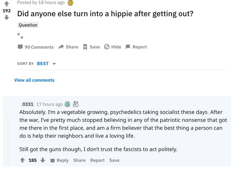 Screenshot of Reddit threatd