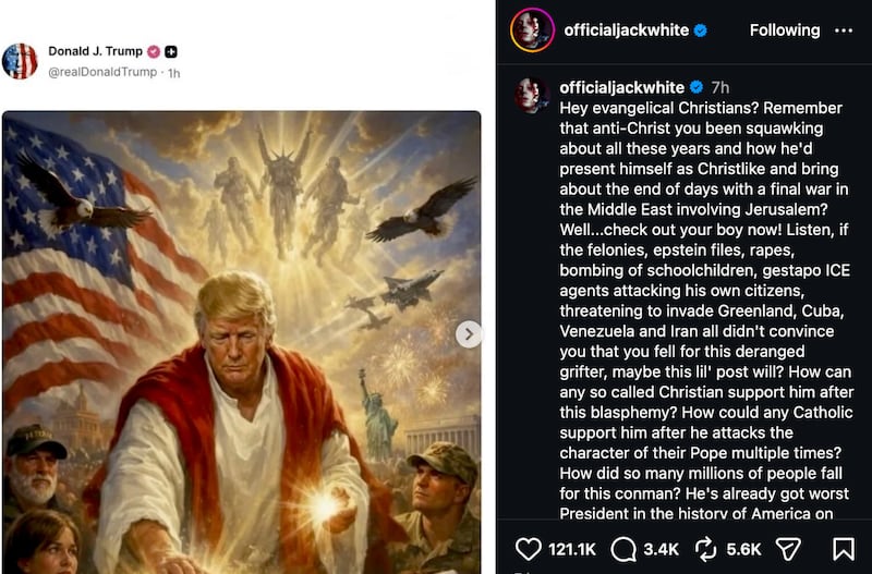 Jack White weighs in on Trump's AI imagery.