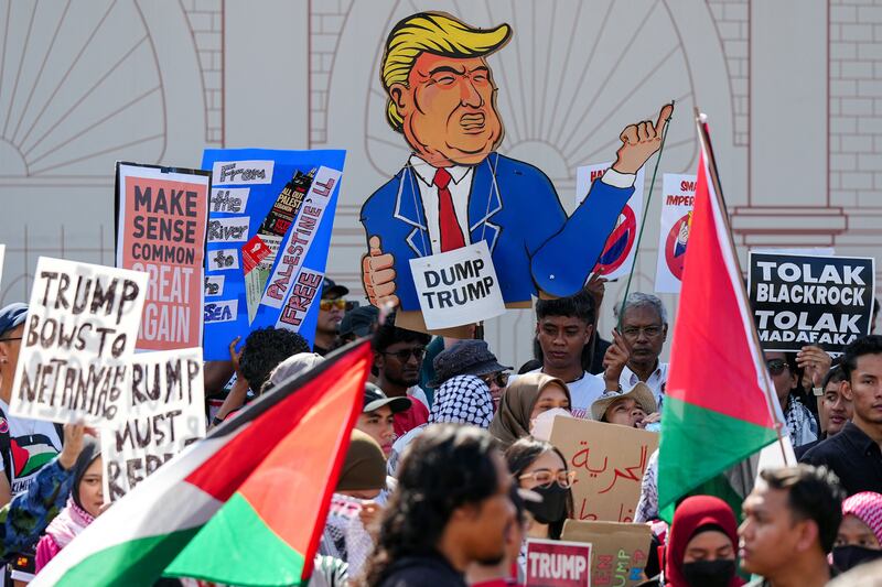 Anti-Trump protestors in Malaysia