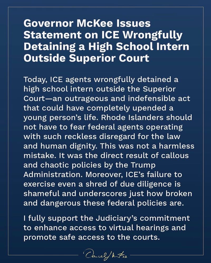 Gov. Dan McKee of Rhode Island responds to ICE incident