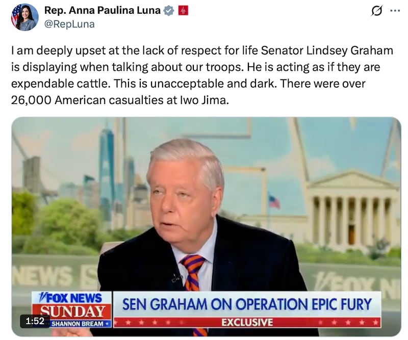 Anna Paulina Luna calls out Lindsey Graham.
