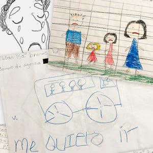 Drawings and letters from detained children.